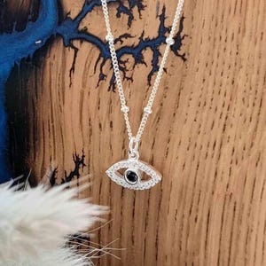 Sterling Silver, Delicate, Evil Eye Necklace, Protection Necklace, Tiny Pendant, Evil Eye, Eye Necklace, Best Friend Gift, Dainty Necklace