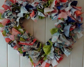 Heart Shaped Rag Wreath