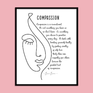 Brene Brown Quote, Compassion Definition, Printable Wall Art, Inspirational Quote, Therapist Office Decor, Counselor Gift