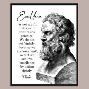 Plato Quote 3, Excellence Quote, Filosofie Afdrukbare Kunst aan de muur, Griekse filosofie, Quote, Home Decor, Office Decor