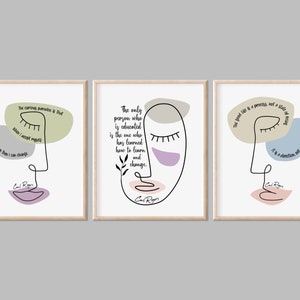 Carl Rogers Printable Wall Art, 3 Panel Wall Set, Mental Health, Therapist Office Wall Decor, Counseling, Psychology Quote