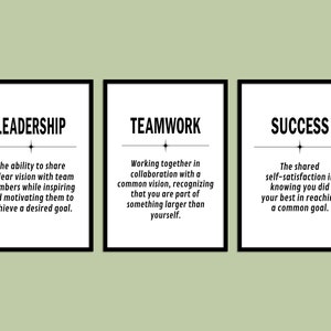 Leadership, Teamwork, Success, Office Decor, 3 Piece Wall Art, Motivational Wall Art, Office Printable Wall Art, Business Wall Art