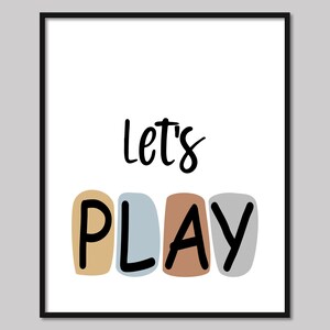 Let&#39;s Play Digital Poster, Kid&#39;s Room Decor, Kindergarten Decor, Nursery Decor, Playroom Sign