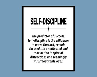Self-discipline Office Wall Art, Printable Office Decor, Minimalist Business Decor, Motivational Quote, Office Poster