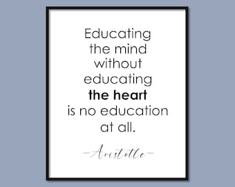 Aristotle Quote 3, Education Quote, Inspirational Quote, Philosophy Printable Wall Art, Greek Philosophy, Classroom Decor, Home Decor