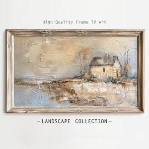 Frame TV Art, Summer Cottage Digital Download, Textured Oil Painting Style, Cottage Frame TV Art, Country Landscape Painting