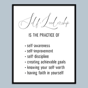 Self-Leadership Definition, Leadership Quote, Printable Office Wall Art, Office Decor, Motivational Quote, Office Poster, Business Wall Art