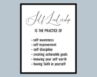 Self-Leadership Definition, Leadership Quote, Printable Office Wall Art, Office Decor, Motivational Quote, Office Poster, Business Wall Art