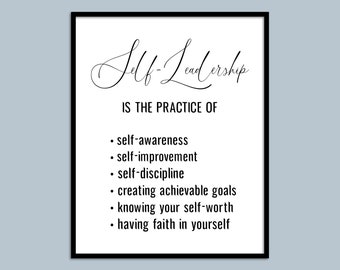 Self-Leadership Definition, Leadership Quote, Printable Office Wall Art, Office Decor, Motivational Quote, Office Poster, Business Wall Art