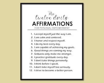 Affirmations Wall Print, Positive Affirmations, Daily Affirmations Poster, Downloadable Print, Office Decorp
