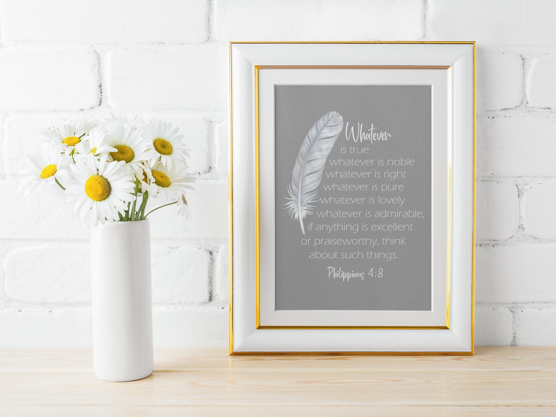 Philippians 4: 8 Bible Verse Printable Wall Art, Scripture Quote Print ...