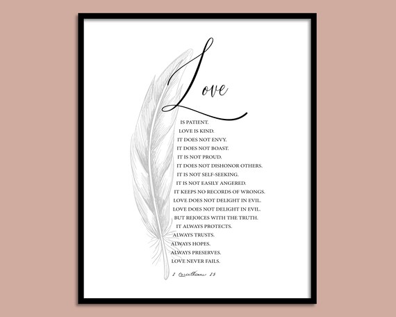 1 Corinthians 13 Bible Verse Printable Wall Art Scripture - Etsy