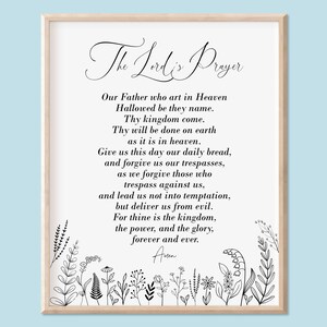 The Lord&#39;s Prayer Printable Wall Art, Bible Verse Wall Art, Christian Wall Decor, Scripture Quote