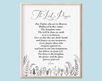The Lord's Prayer Printable Wall Art, Bible Verse Wall Art, Christian Wall Decor, Scripture Quote