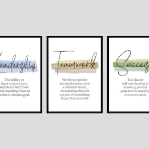 Leadership, Teamwork, Success, Office Decor, 3 Piece Wall Art, Motivational Wall Art, Office Printable Wall art, Business Wall Art