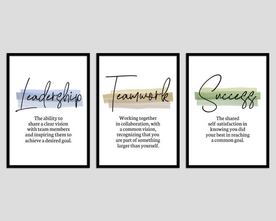 Leadership, Teamwork, Success, Office Decor, 3 Piece Wall Art, Motivational Wall Art, Office Printable Wall art, Business Wall Art
