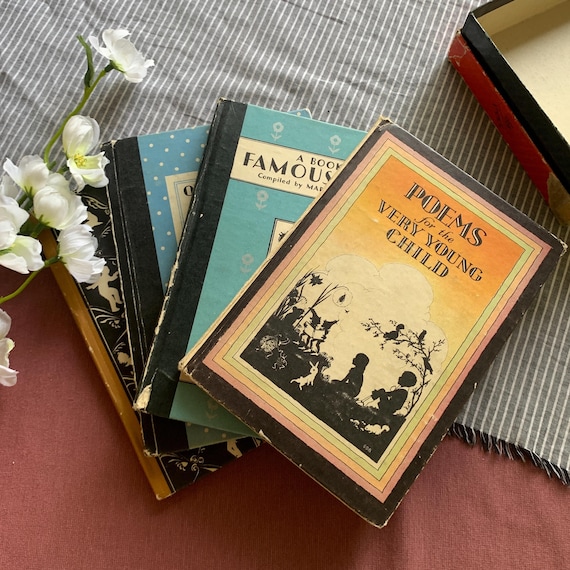 Circa 1930s | Four Illustrated Poetry Books for Children | Vintage Book Set