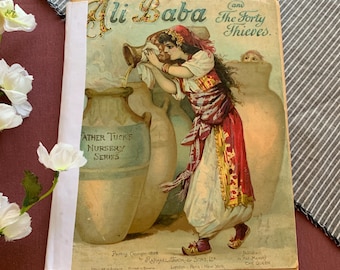 Impresión de 1896 / Alí Babá y el rey de los ladrones / Serie infantil Friar Tuck / Libro infantil vintage