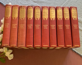 Noveletas de Harper | Livros de decoração vintage | Conjunto de livros antigos