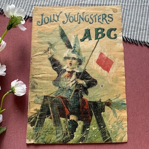 1900 Printing | Jolly Youngsters ABC | Linen Book | Vintage Childrens Book