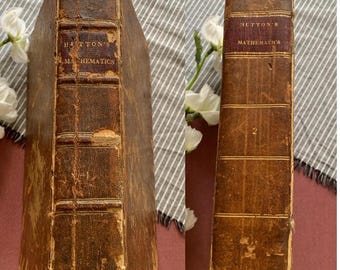 Impression 1822 | Cours de mathématiques de Hutton | Ensemble de livres vintage