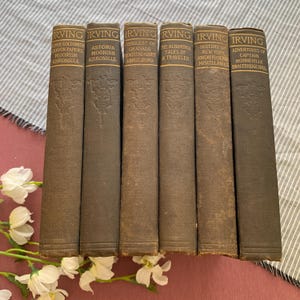 Circa 1800s | Works of Washington Irving | Vintage Book Set | Vintage Decor Books