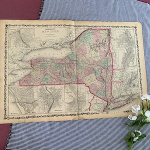 1861 Vintage Map | New York State | Johnson’s Family Atlas