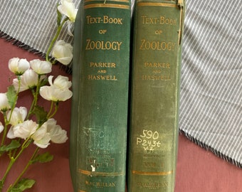 Leerboek voor zoölogie | Vintage decorboek | Vintage boekenset