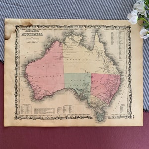 carte vintage 1861 | Australie | Atlas de la famille Johnson