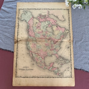 carte vintage 1861 | Amérique du Nord | Atlas de la famille Johnson