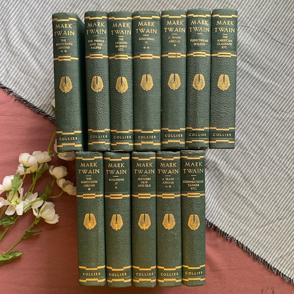 Mark Twain’s Works by P. F. Collier | Vintage Decor Book | Vintage Book Set