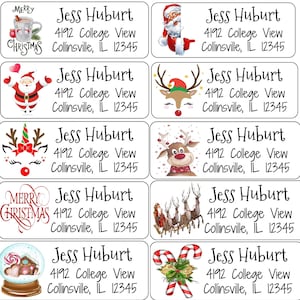 Christmas Return Address Labels | Xmas | Custom Address Labels | Personalized Address Labels | 60 address stickers | Custom Labels |