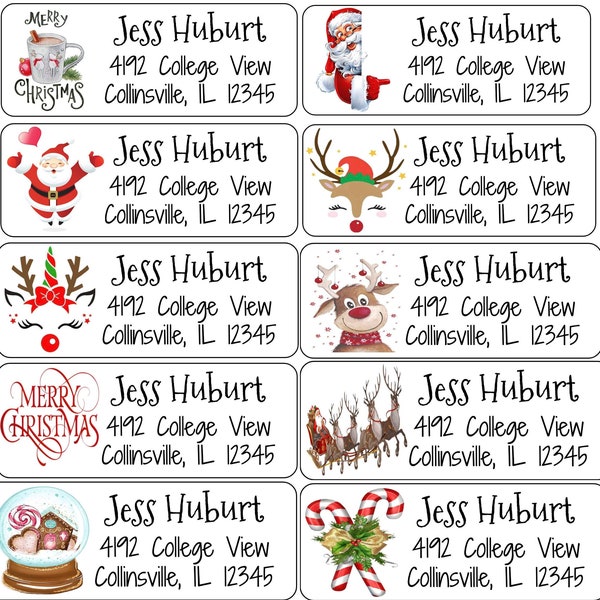 Christmas Return Address Labels | Xmas | Custom Address Labels | Personalized Address Labels | 60 address stickers | Custom Labels |