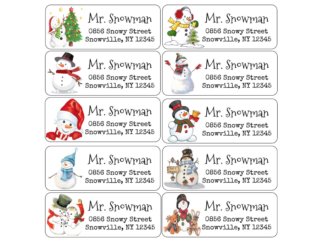 Christmas Return Address Labels | Snowmen | Custom Address Labels ...