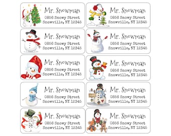 Christmas Return Address Labels | Snowmen | Custom Address Labels | Personalized Address Labels | 60 address stickers | Custom Labels |