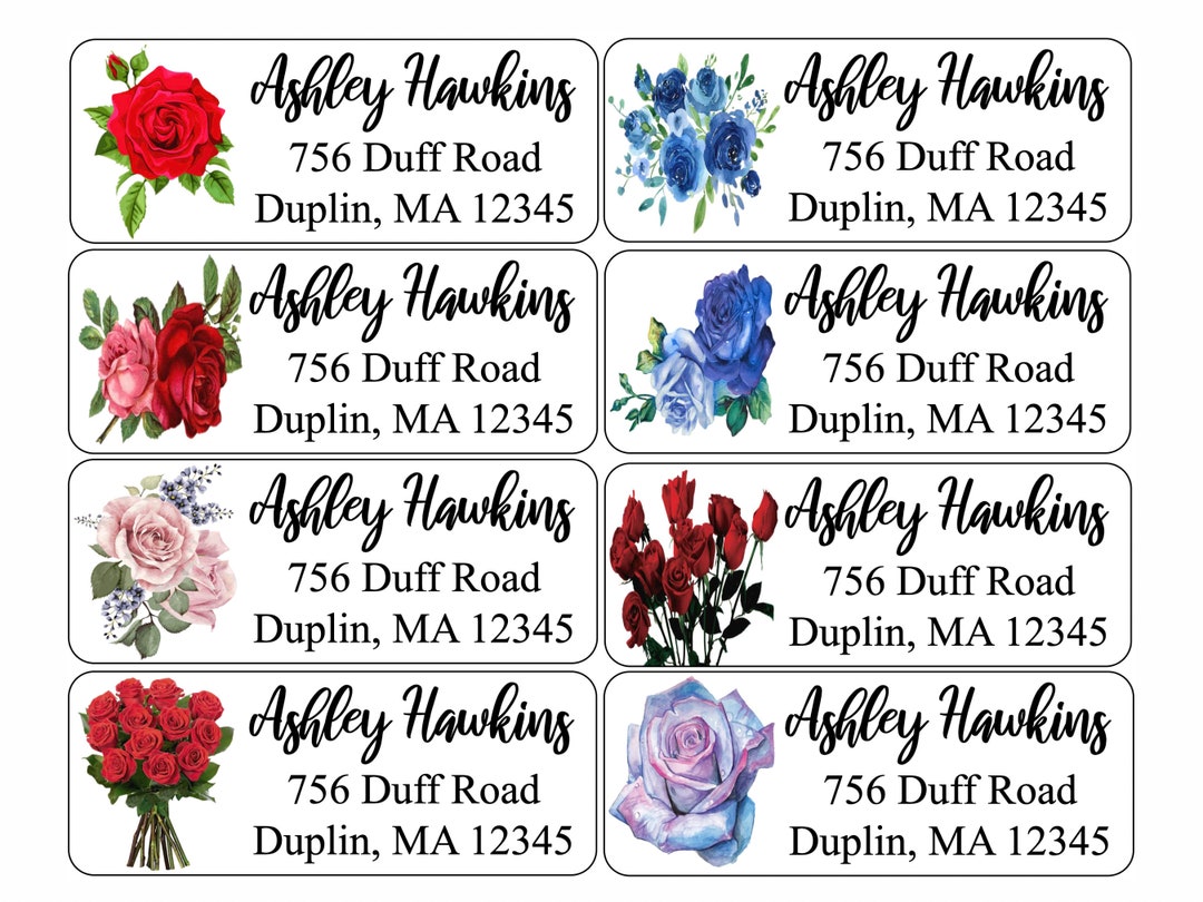 Return Address Labels Roses Custom Address Labels Personalized Address