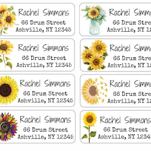 Return Address Labels | Sunflowers | Custom Address Labels | Personalized Address Labels | 60 address stickers | Custom Labels |