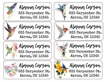 Return Address Labels | Hummingbird | Custom Address Labels | Personalized Address Labels | 60 address stickers | Custom Labels |