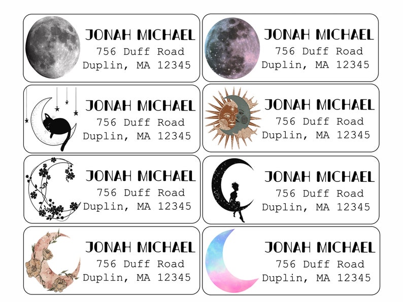 Moon Name Labels Return Address Labels | Moon | Custom Address Labels | Personalized ...
