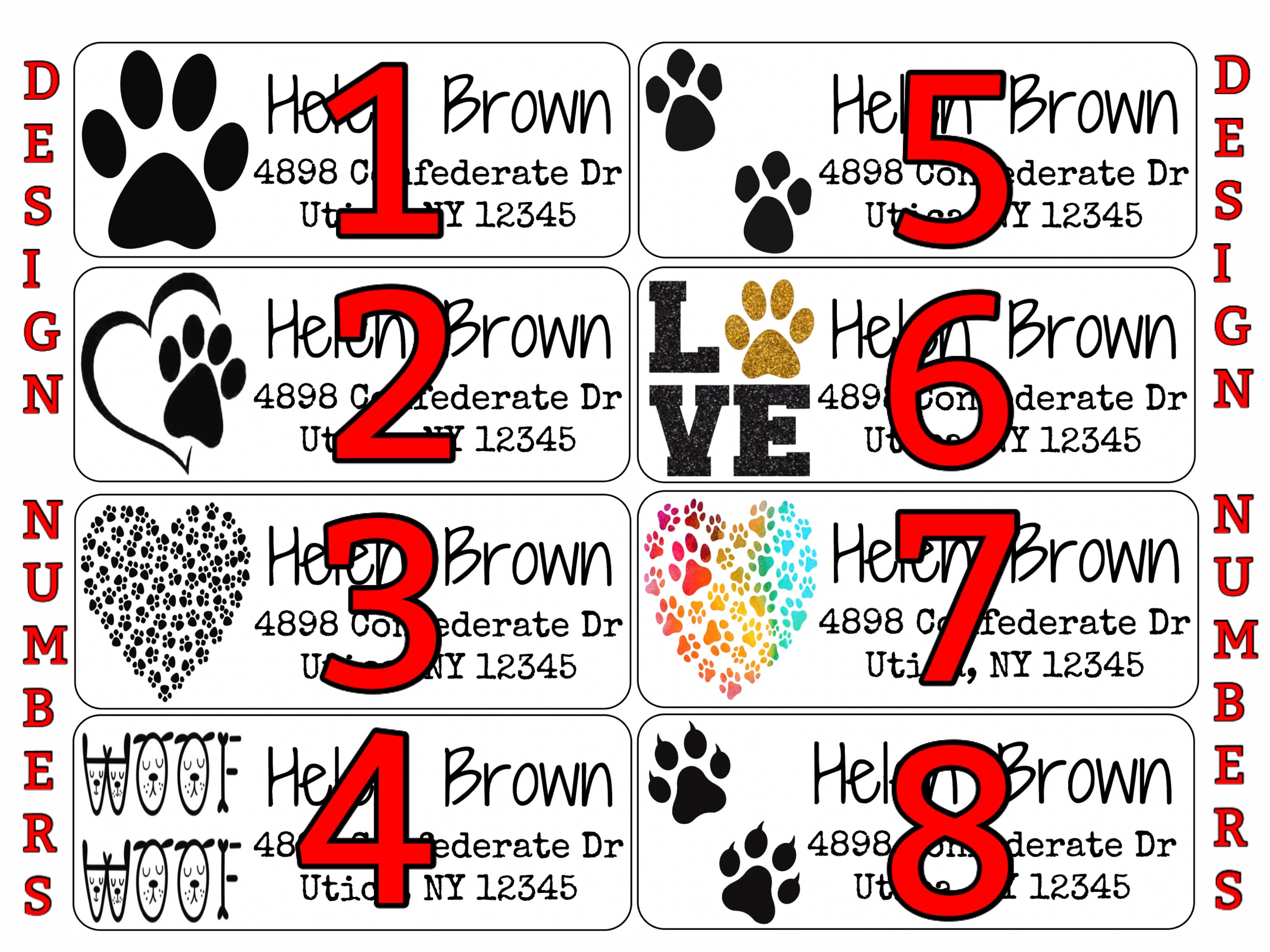 Return Address Labels Pet Paw Prints Custom Address Labels Personalized ...