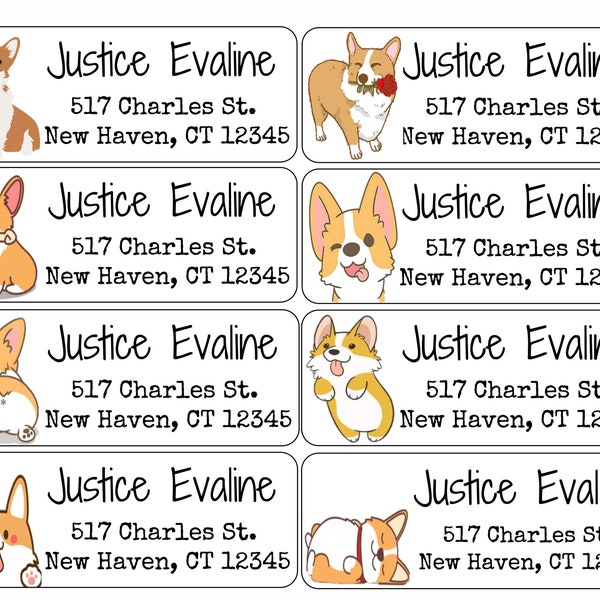 Return Address Labels | Corgi | Custom Address Labels | Personalized Address Labels | 60 address stickers | Custom Labels |