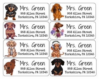 Étiquettes d'adresse de retour | Teckel | Chiens | Étiquettes d'adresse personnalisées | Étiquettes d'adresse personnalisées | 60 autocollants d'adresse | Étiquettes personnalisées |