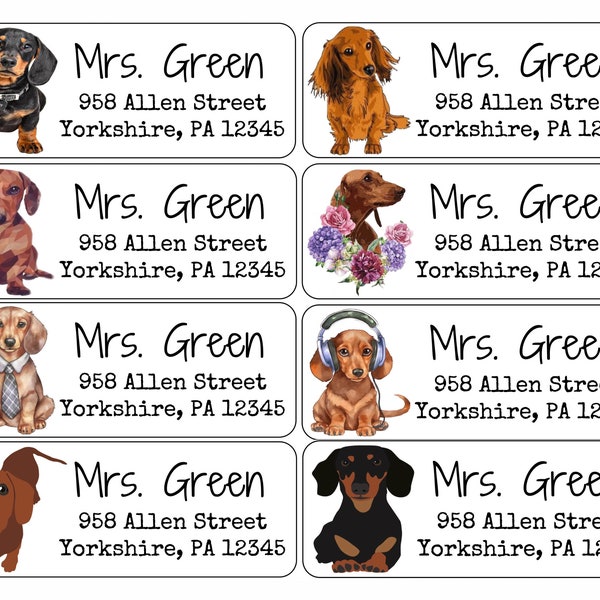 Return Address Labels | Dachshund | Dogs | Custom Address Labels | Personalized Address Labels | 60 address stickers | Custom Labels |