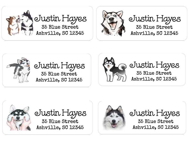 Return Address Labels Husky Dogs Custom Address Labels Etsy