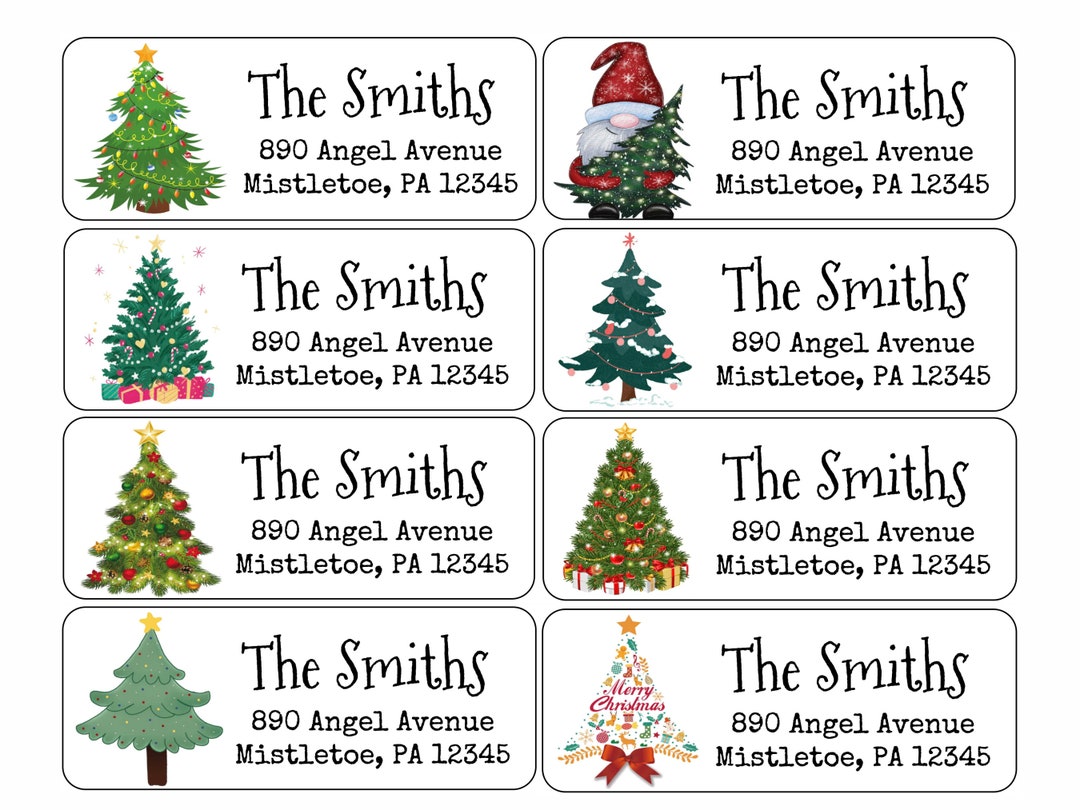 Christmas Tree Return Address Labels Custom Address Labels Personalized