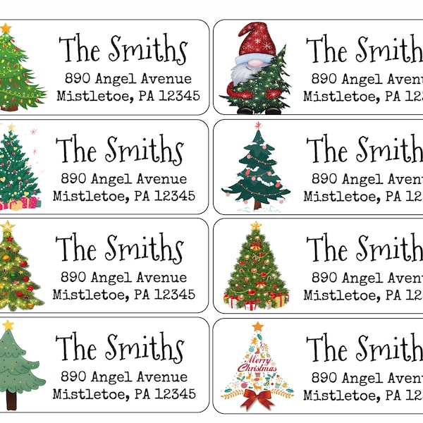 Christmas Tree Return Address Labels | Custom Address Labels | Personalized Address Labels | 60 address stickers | Custom Labels |