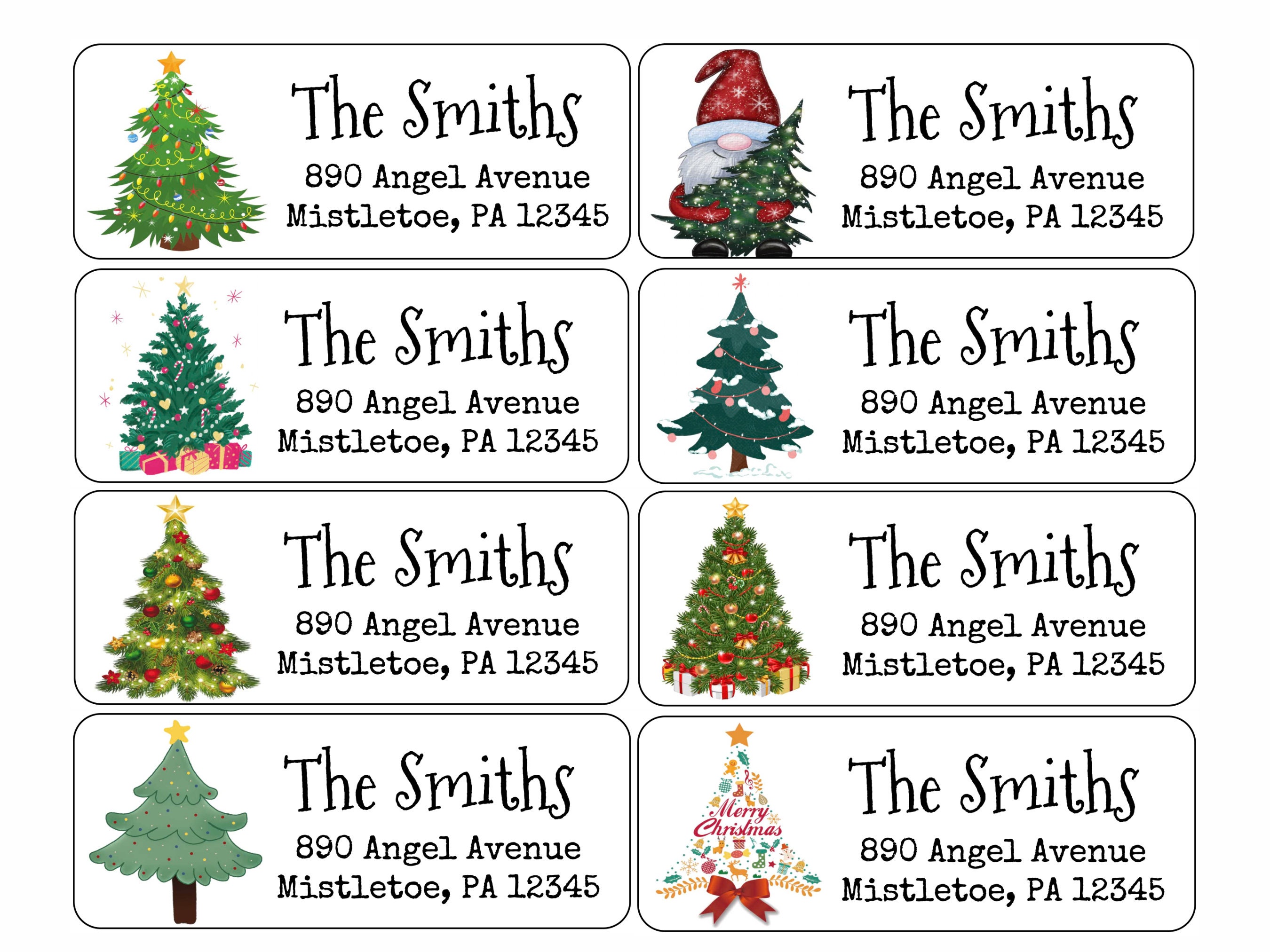 Christmas Tree Return Address Labels Custom Address Labels Personalized