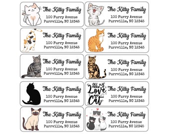 Return Address Labels | Cat | Cats | Cute Cat | Custom Address Labels | Personalized Address Labels | 60 address stickers | Custom Labels |