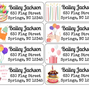 Birthday Return Address Labels | Happy Birthday| Custom Address Labels | Personalized Address Labels | 60 address stickers | Custom Labels |