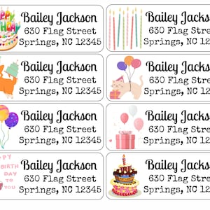 Birthday Return Address Labels | Happy Birthday| Custom Address Labels | Personalized Address Labels | 60 address stickers | Custom Labels |